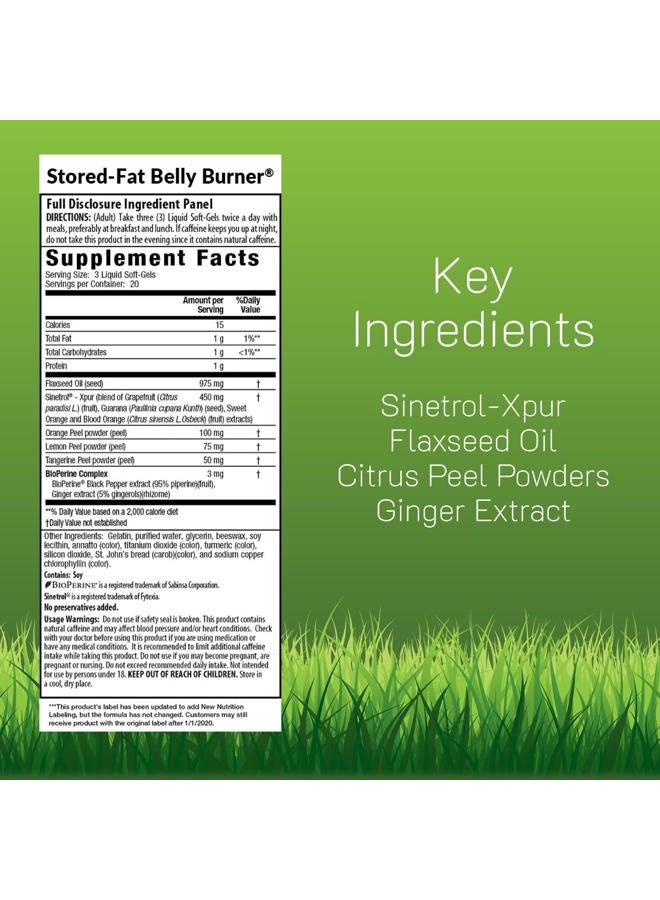 Irwin Naturals Stored-Fat Belly Burner – Sinetrol Citrus Blend for Fat Metabolism & Healthy Body Composition Support – Citrus Peel Complex + BioPerine - 60 Liquid Soft-Gels - Pack of 2 - Image 2