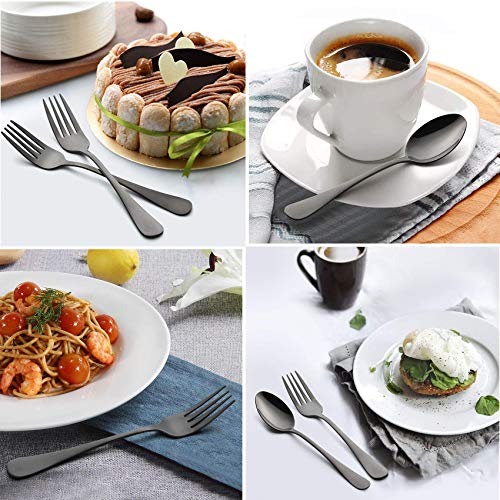 LIANYU Black Silverware Set, LIANYU 20 Piece Stainless Steel Flatware Cutlery Set for 4, Mirror Finish, Dishwasher Safe - Image 4