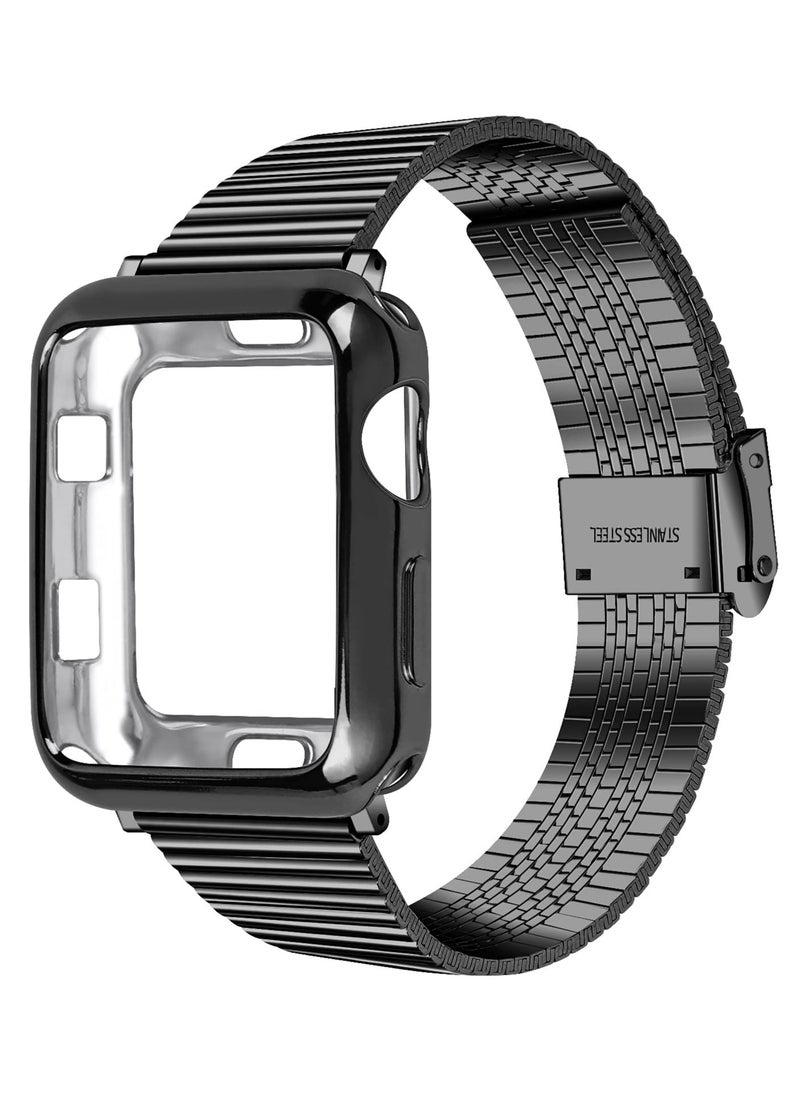 SYOSI - Metal Band Stainless Steel Compatible for Apple Watch Bands 42/44mm with Case Sport Adjustable Watch Bands Suitable for IWatch Series SE 6 / 5/4 / 3/2/1 for Women Men - Image 1