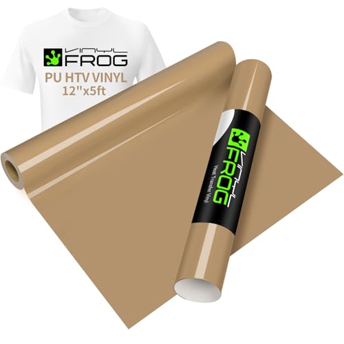 VINYL FROG Heat Transfer Vinyl Roll HTV Vinyl - 12" x5ft Camel Iron on Vinyl for T-Shirts, Heat Press Vinyl for DIY Craft Designs (Camel) - Image 1