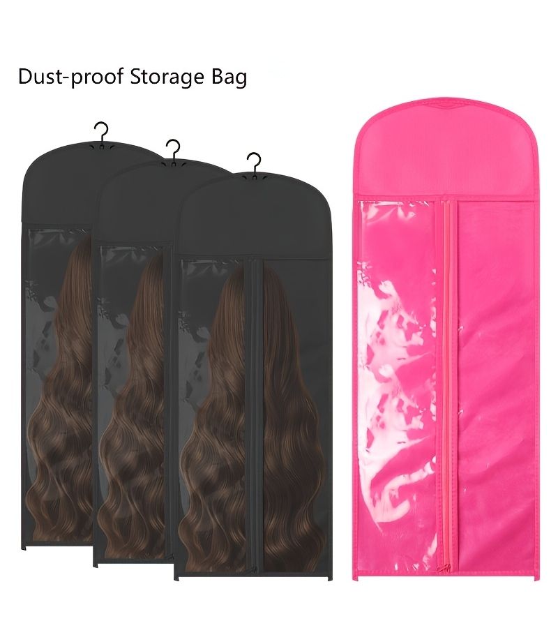 Black Wig Storage Hanging Bag Pvc Dust Cover No Hooks Gift - Image 1