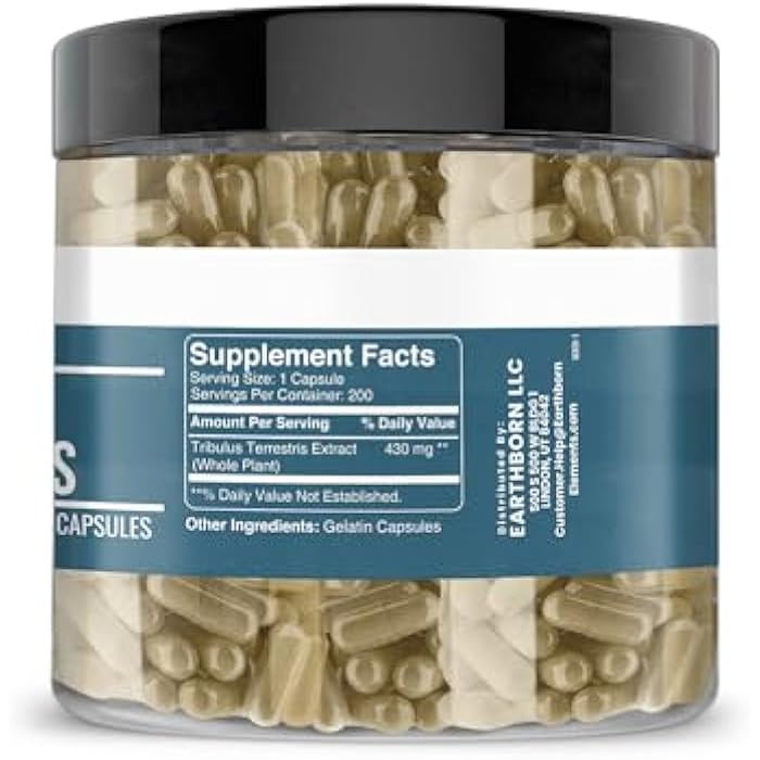 Earthborn Elements Tribulus Terrestris 200 Capsules, Pure & Undiluted, No Additives - Image 2