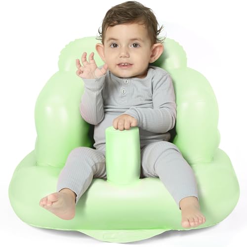Mink Inflatable Baby Seat for Babies 3 MonthsInfant Floor Seats for Sitting UpPortable Blow Up Baby Chair with Built in Air Pump Ideal for Sitting Up and Learning to Play Grass Green - Image 1