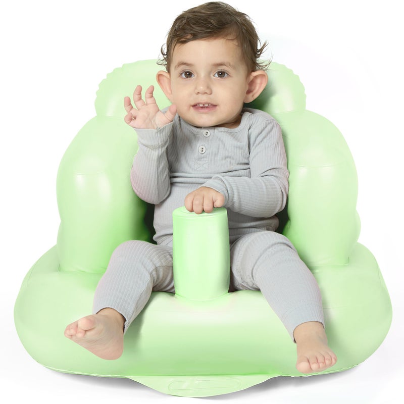 Mink Inflatable Baby Seat for Babies 3 MonthsInfant Floor Seats for Sitting UpPortable Blow Up Baby Chair with Built in Air Pump Ideal for Sitting Up and Learning to Play Grass Green - Image 2