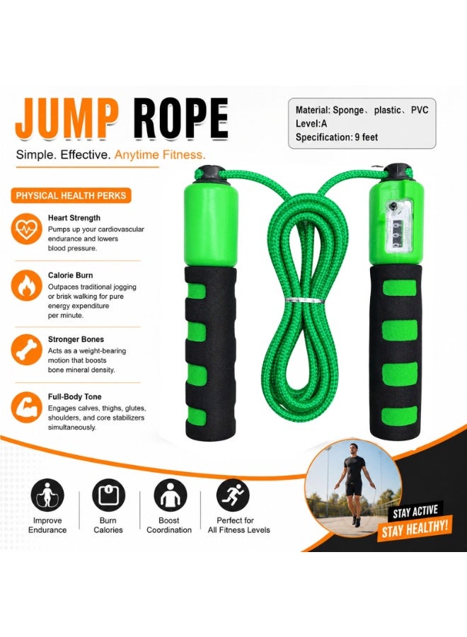 Lacoz Adjustable Jump Rope with Mechanical Counter, Comfortable Non-Slip Handle Grips, Adjustable Skipping Rope for Fitness, Cardio, Weight Loss and Daily Exercise Green - Image 5