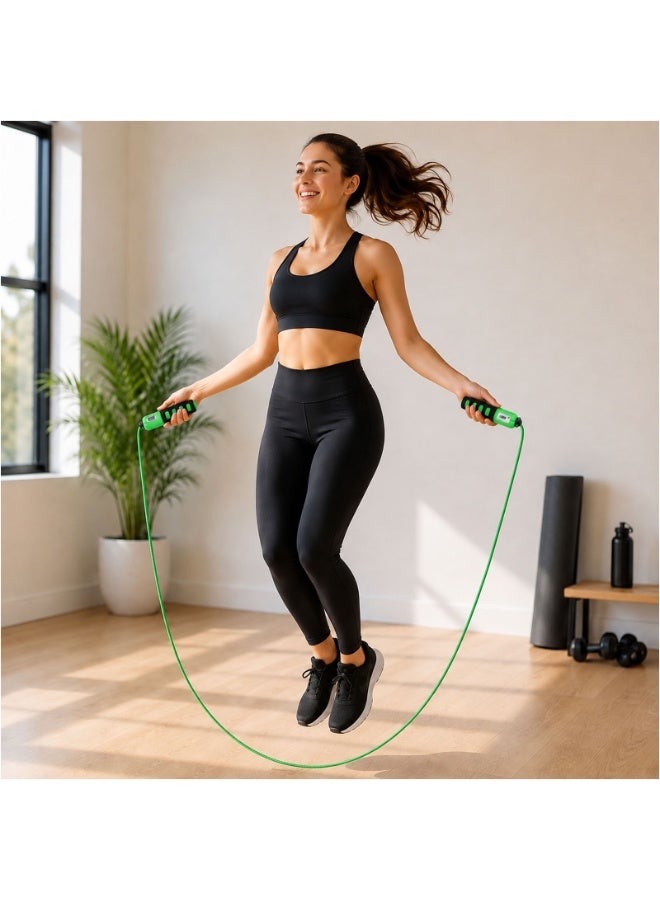 Lacoz Adjustable Jump Rope with Mechanical Counter, Comfortable Non-Slip Handle Grips, Adjustable Skipping Rope for Fitness, Cardio, Weight Loss and Daily Exercise Green - Image 3