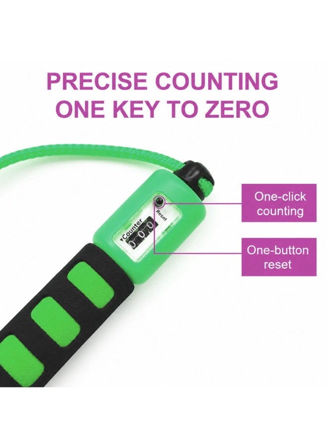 Lacoz Adjustable Jump Rope with Mechanical Counter, Comfortable Non-Slip Handle Grips, Adjustable Skipping Rope for Fitness, Cardio, Weight Loss and Daily Exercise Green - Image 4