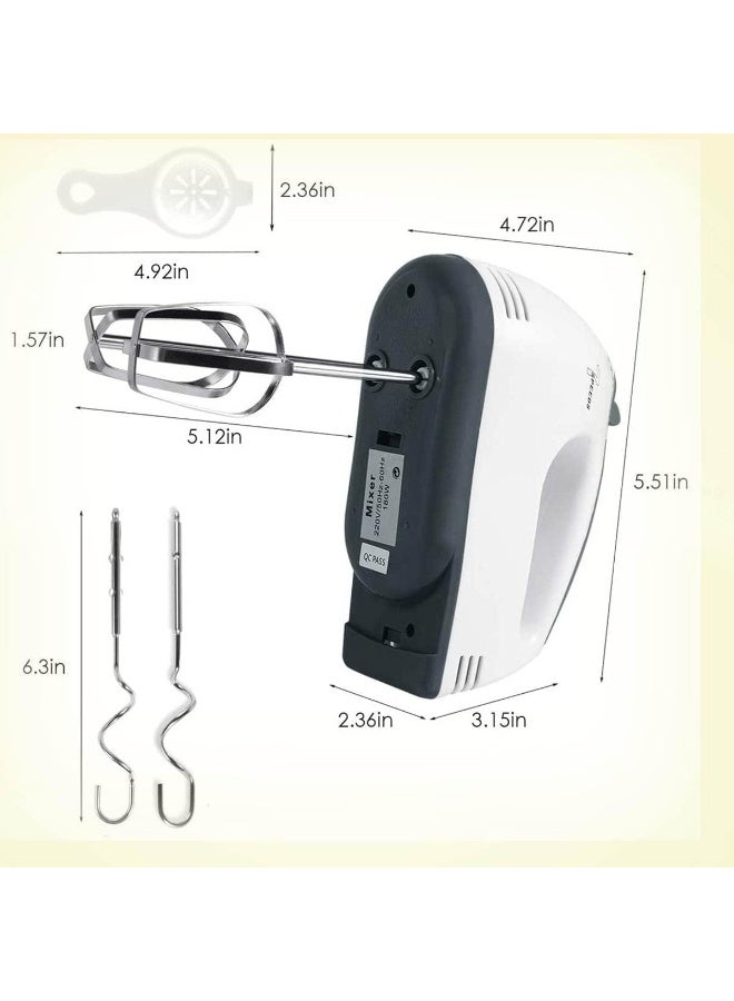 ACLIX Electric Hand Mixer 300W, 7 Speed Lightweight Handheld Egg Beater with Turbo Function, Stainless Steel Dough Hooks & Balloon Whisk, Extra Long Beaters for Baking, Whipping Cream, Cake & Dough Mixing - Image 2