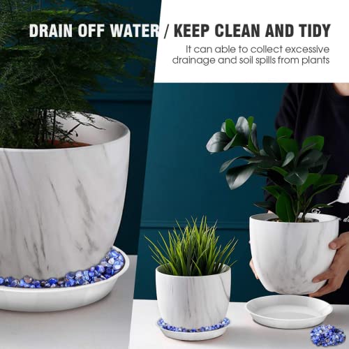 UPMCT 6 Pack Plant Saucer, 4 6 8 10 12 Inch Heavy Duty Plastic Flower Pot Water Catcher Tray Round Drip Pallets for Indoors and Outdoor Planter Container Accessories (8 Inch, White) - Image 3