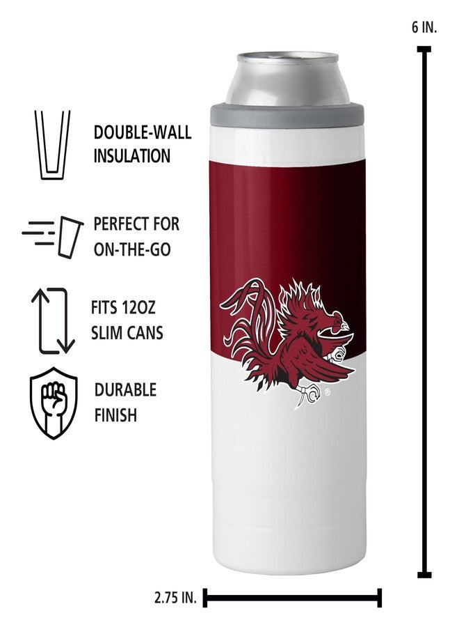 Logo Brands NCAA South Carolina Gamecocks 12oz Colorblock Slim Can Coolie - Stainless Steel, Double-Wall Insulated, Removable Rim for Cocktail Tumbler Use - Image 5