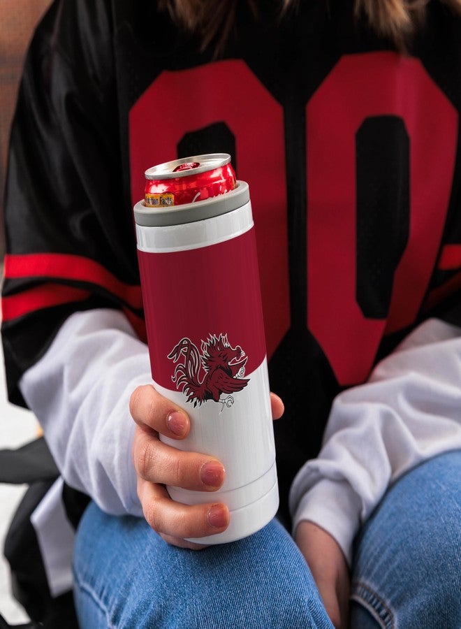Logo Brands NCAA South Carolina Gamecocks 12oz Colorblock Slim Can Coolie - Stainless Steel, Double-Wall Insulated, Removable Rim for Cocktail Tumbler Use - Image 3