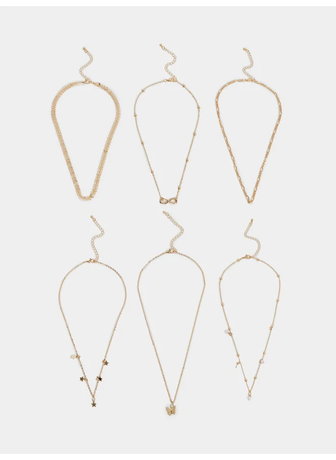 ستايلي Styli Set of 6 - Assorted Butterfly Drop Necklace