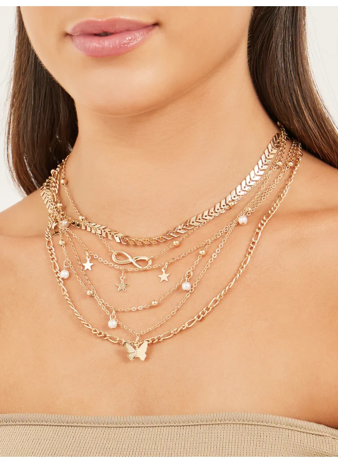 ستايلي Styli Set of 6 - Assorted Butterfly Drop Necklace