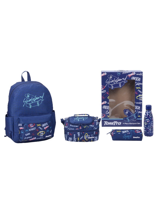 Toretto Toretto 4 PCS Backpack Set with Lunch Bag, Water Bottle & Pencil case