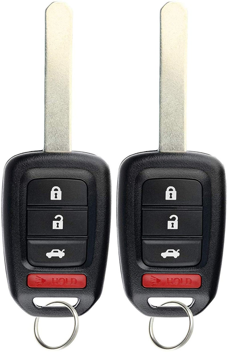 KeylessOption Keyless Entry Remote Fob Uncut Ignition Car Key for 20142015 Honda Civic CRV 20132016 Honda Accord MLBHLIK61T Pack of 2