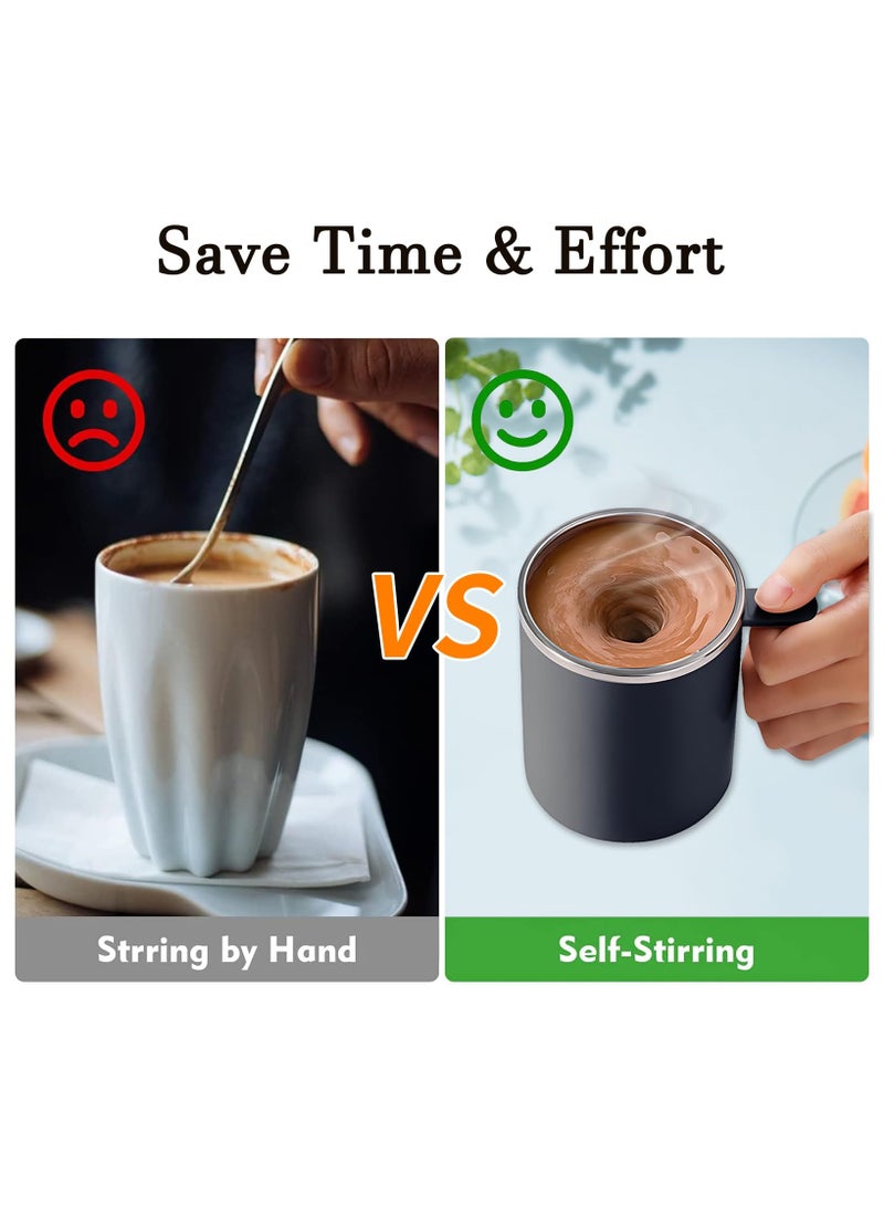 SYOSI Self Stirring Mug, Magnetic Stirring, Self Stirring Coffee Mug, Mug Electric Magnetic Stirring Coffee, Mug Rechargeable Self Stirring Mug Suitable, for Coffee/Milk/Protein Powder (Black)  - Image 2