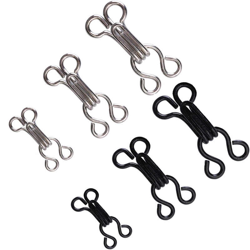 Maosifang Maosifang 60 Pairs Sewing Hooks and Eyes Closure for Bra Clothing Trousers Skirt Sewing DIY Craft3 SizesSilver and Black 