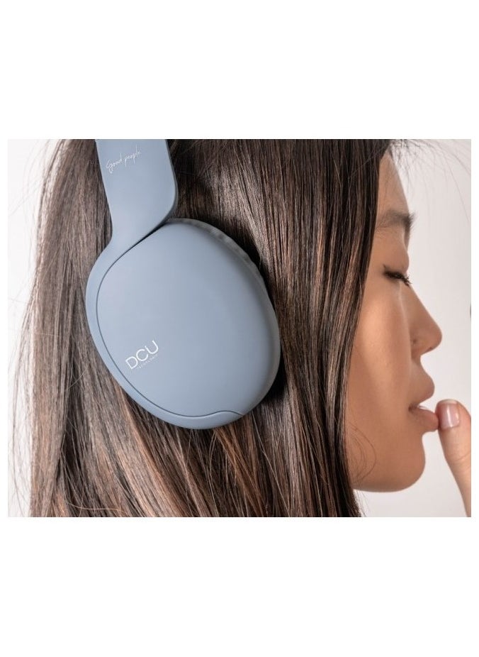 DCU TECNOLOGIC DCU Multifunction Bluetooth Wireless headphones Blue, with Memory card slot, Passive Noise Cancellation, Soft and comfortable to ears.  - Image 3