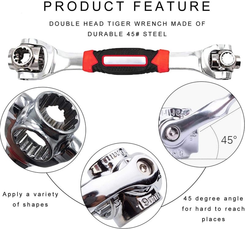 Judee JUDEE Universal Socket Wrench 48 in 1 Multifunction Socket Wrenches Tool with 360 Degree Rotating Head Spanner Tool for Home and Car Repair Tiger Wrench Tool  - Image 3