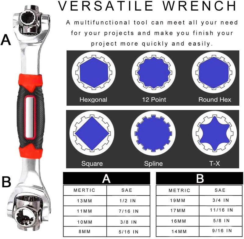Judee JUDEE Universal Socket Wrench 48 in 1 Multifunction Socket Wrenches Tool with 360 Degree Rotating Head Spanner Tool for Home and Car Repair Tiger Wrench Tool  - Image 5