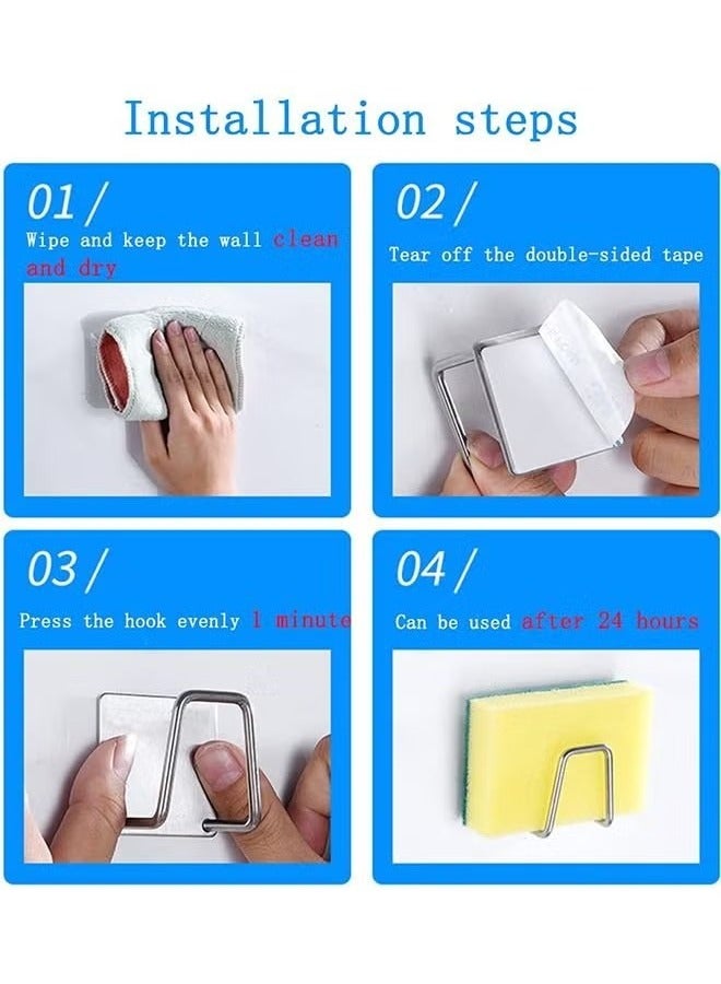 4-Piece Adhesive Sponge Holder for Kitchen Sink, 304 Stainless Steel Sponge Holder Sink Kitchen Accessories - Image 3