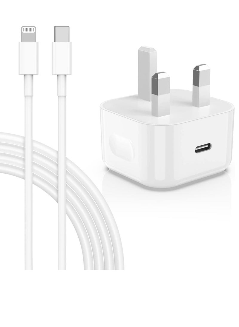 Generic iPhone 13 Charger Plug and Cable, 20W USB C Plug with USB C Lightning Cable, USB C Apple Lightning Cable and iPhone Plug uk Charger for iPhone 13 Pro Max/12/12Mini/11/XR/XS/X/8  - Image 2