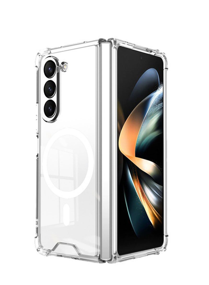 Excefore Clear Case, for Samsung Galaxy Z Fold 5 Clear Case Compatible with MagSafe, Slim Fit Crystal Clear Hard PC, Soft TPU Bumper Cover Transparent Skin Corners Rubber Shockproof - Image 1