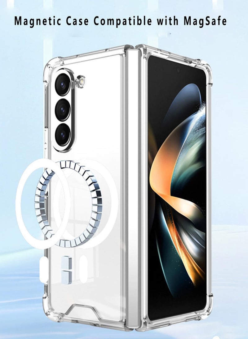 Excefore Clear Case, for Samsung Galaxy Z Fold 5 Clear Case Compatible with MagSafe, Slim Fit Crystal Clear Hard PC, Soft TPU Bumper Cover Transparent Skin Corners Rubber Shockproof - Image 3