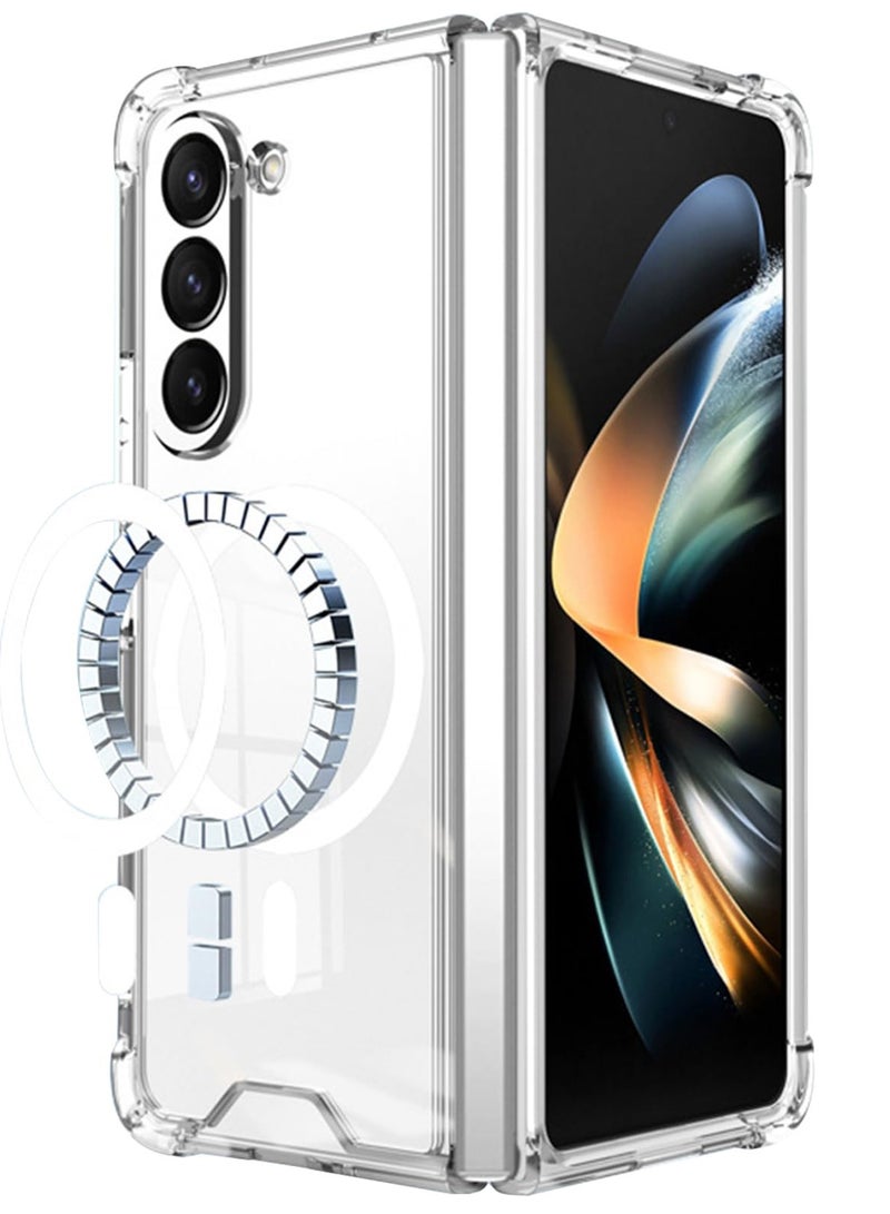 Excefore Clear Case, for Samsung Galaxy Z Fold 5 Clear Case Compatible with MagSafe, Slim Fit Crystal Clear Hard PC, Soft TPU Bumper Cover Transparent Skin Corners Rubber Shockproof - Image 2
