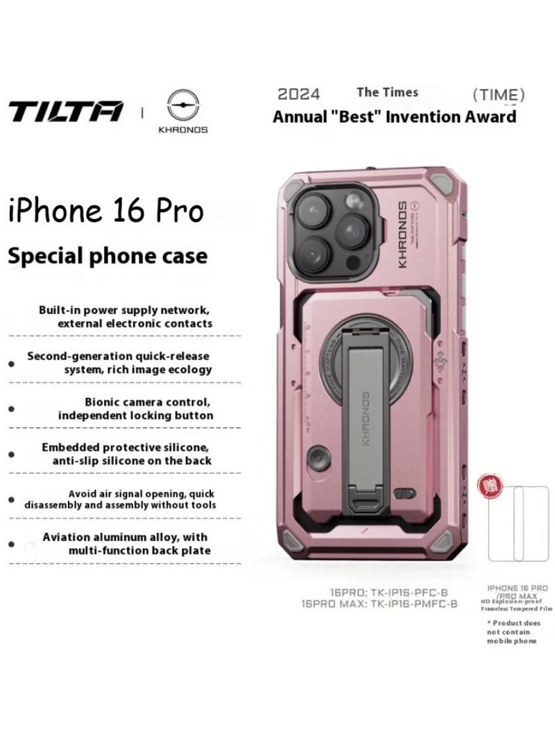 Tilta Khronos Phone Case for iPhone 15 16 Pro/Pro Max, Anti-Slip Silicone Cover with Magnetic Card Holder, iPhone 16 Pro, Pink - Image 1