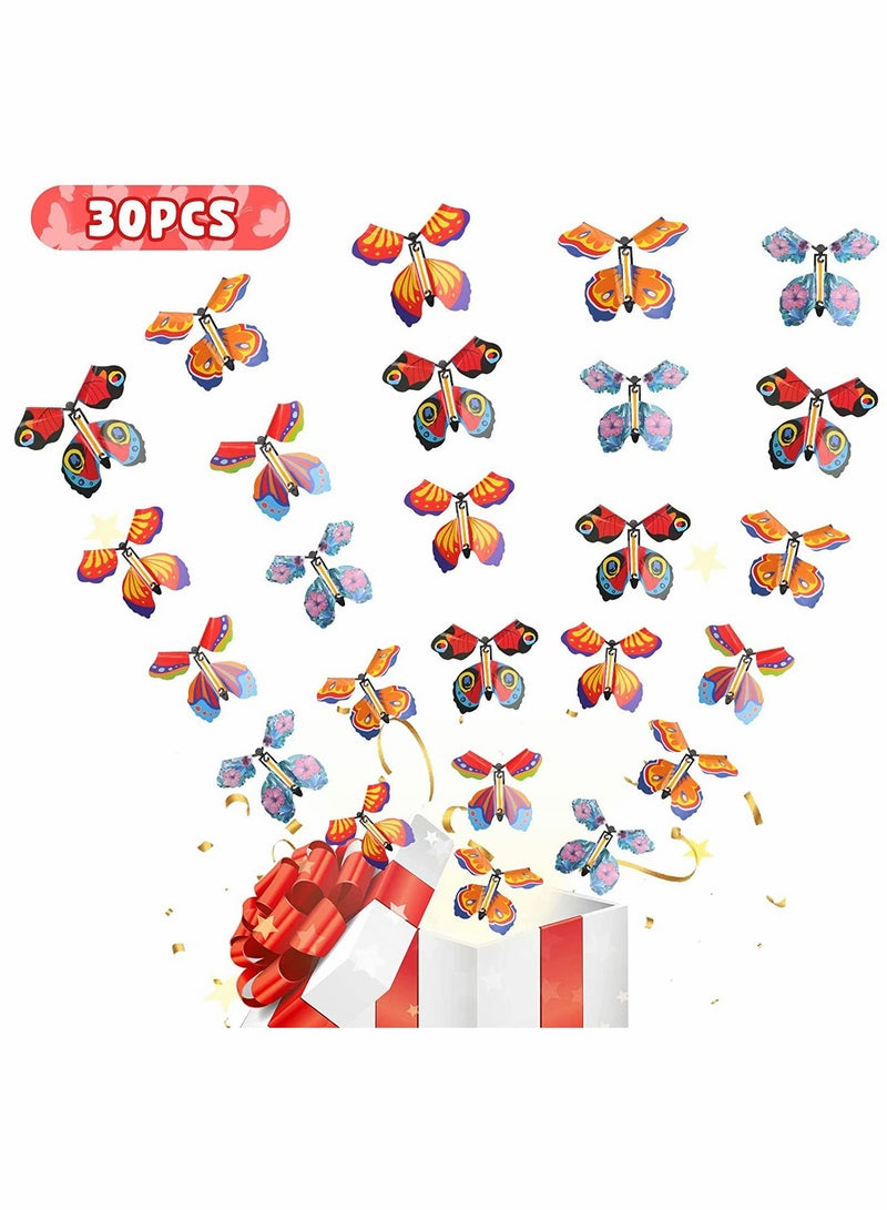 Butterfly, Magic Fairy Flying Butterfly, Magic Flying Butterfly Card, Surprise Gift in The Book, Rubber Band Powered Butterfly, Wind Up Butterfly, Flyers Butterflies, for Party 30 Pieces (Retro Style)
