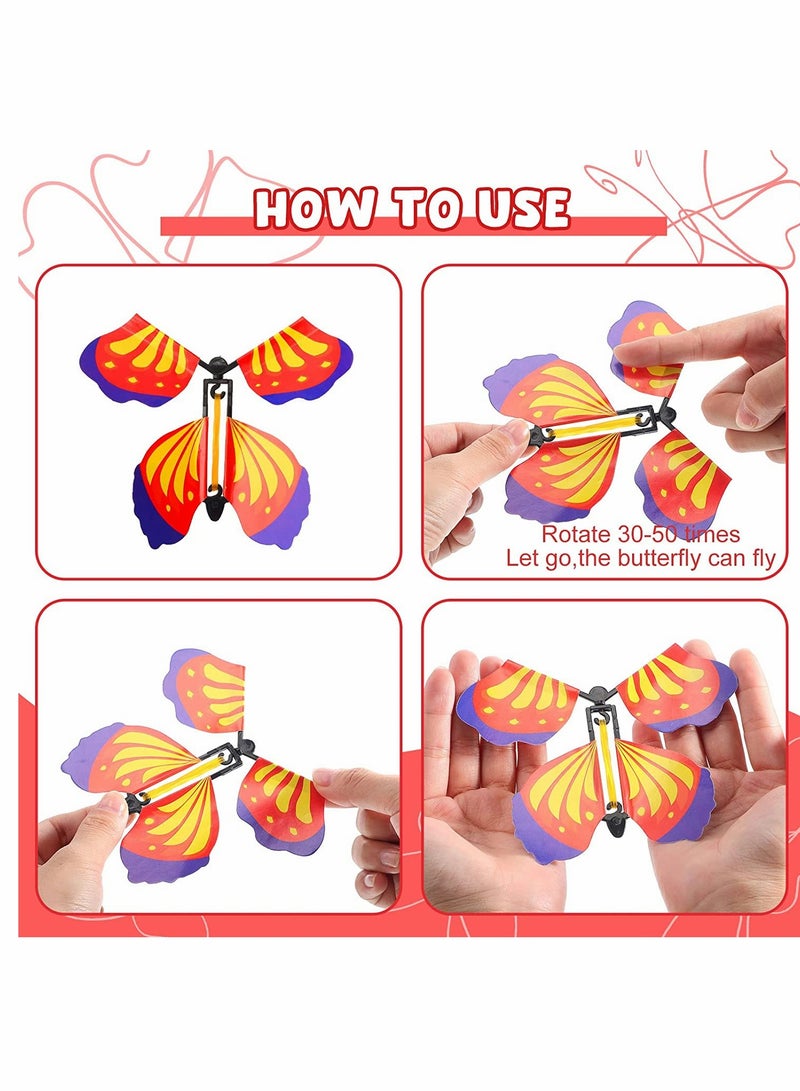 Butterfly, Magic Fairy Flying Butterfly, Magic Flying Butterfly Card, Surprise Gift in The Book, Rubber Band Powered Butterfly, Wind Up Butterfly, Flyers Butterflies, for Party 30 Pieces (Retro Style)