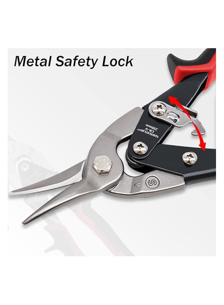 وايزأب مقصات قص الصفيح من WISEUP لقص الصفائح المعدنية، مقصات قص الصفيح بشفرة مزورة، قاطعة معدنية شديدة التحمل، مقصات معدنية مستقيمة القطع مقاس 10 بوصات - Image 4