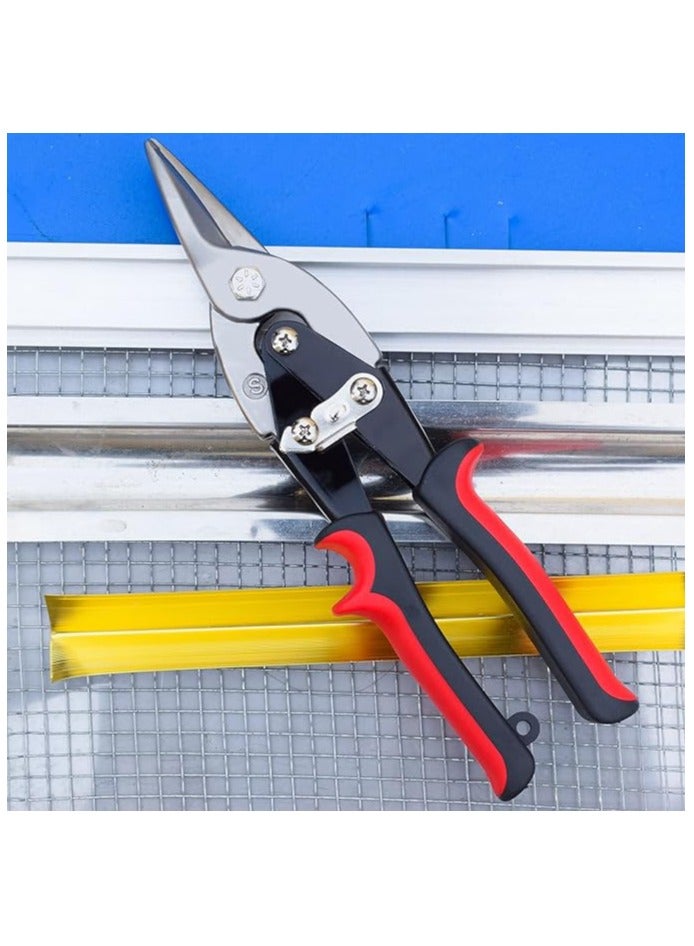 وايزأب مقصات قص الصفيح من WISEUP لقص الصفائح المعدنية، مقصات قص الصفيح بشفرة مزورة، قاطعة معدنية شديدة التحمل، مقصات معدنية مستقيمة القطع مقاس 10 بوصات - Image 5