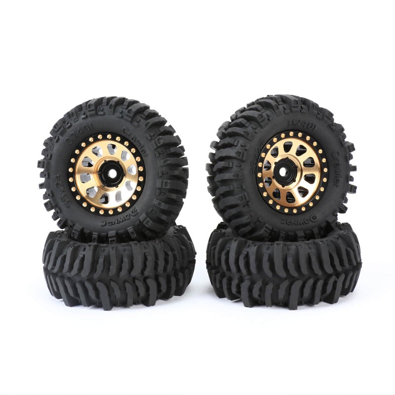 RCAWD 10 7mm Hex Brass Weights Wheels Tires Set Beadlock RC Crawler Wheels for 124 118 TRX4M SCX24 FCX24 FCX18 AX24 HobbyPlus CR18P FMS Upgrades Parts 63g4pcs55 22mm - Image 2