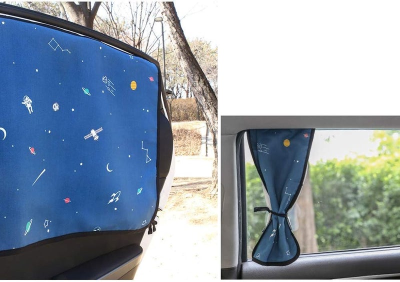 bebedeco Magnetic Car Sun Shade Curtain for Side Window – Sun Blocker and UV Protector for Baby, Kids, and Pets – Universal Fit with Built-in Magnets for Steel-Framed Door (Be-Space Travel) - Image 3
