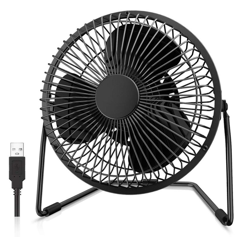 EasyAcc 6 Inch USB Desk Fan Small USB Desk Fan Small Quiet Strong Airflow and 360 Rotating Personal Table Cooling Fan USB Powered Portable Fan 2 Speed3341 MS Black USB POWERED ONLY