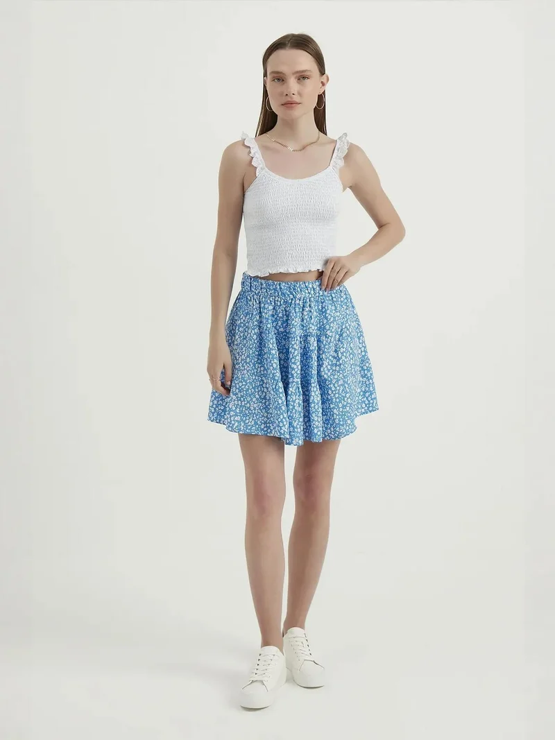 HICCUP V Neck Smocked Cropped Top