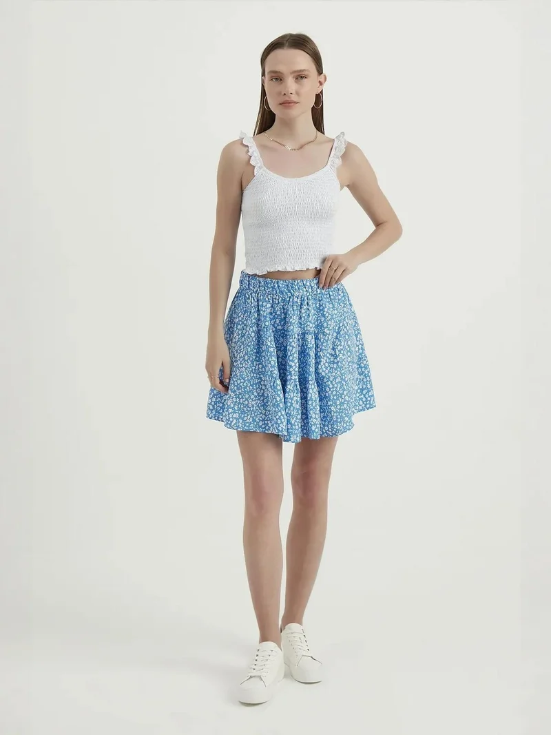 HICCUP V Neck Smocked Cropped Top