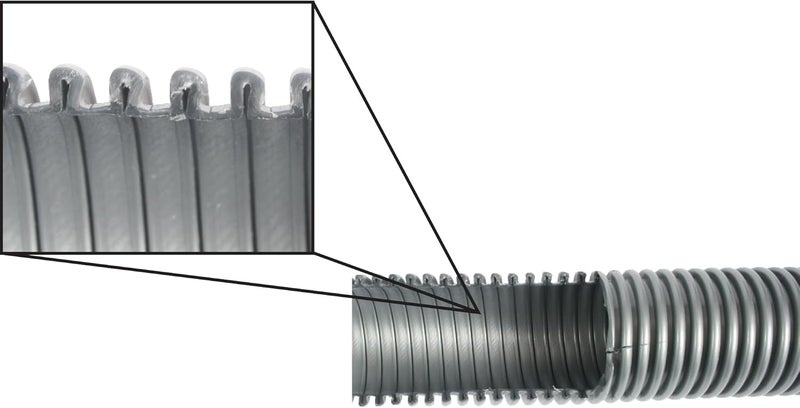 Centec Systems 50 Ft. Premium Shop Vacuum Extension Hose with 2 tank adapters and 1.25" curved end, Silver - Image 3