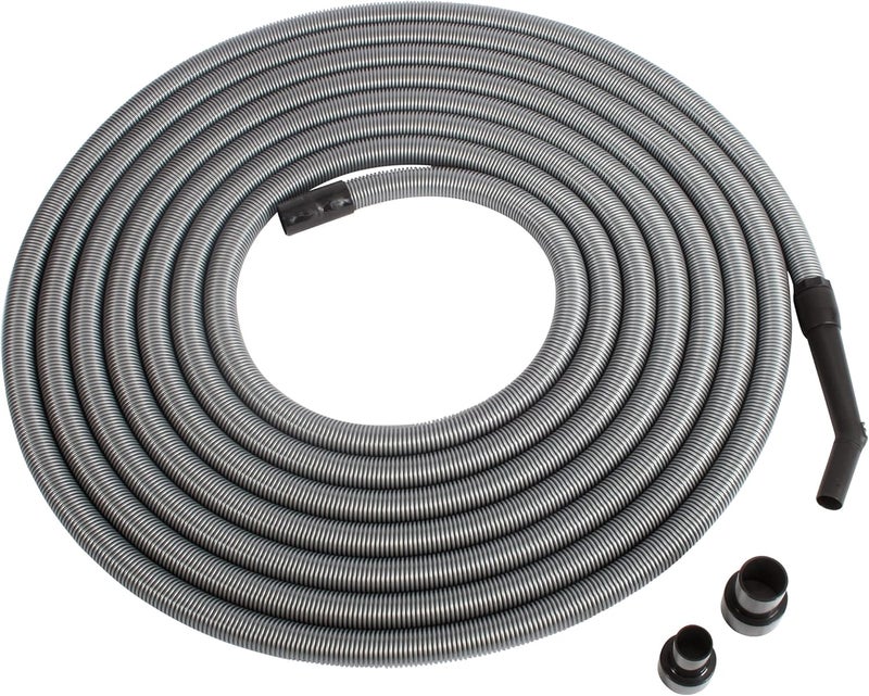 Centec Systems 50 Ft. Premium Shop Vacuum Extension Hose with 2 tank adapters and 1.25" curved end, Silver - Image 1