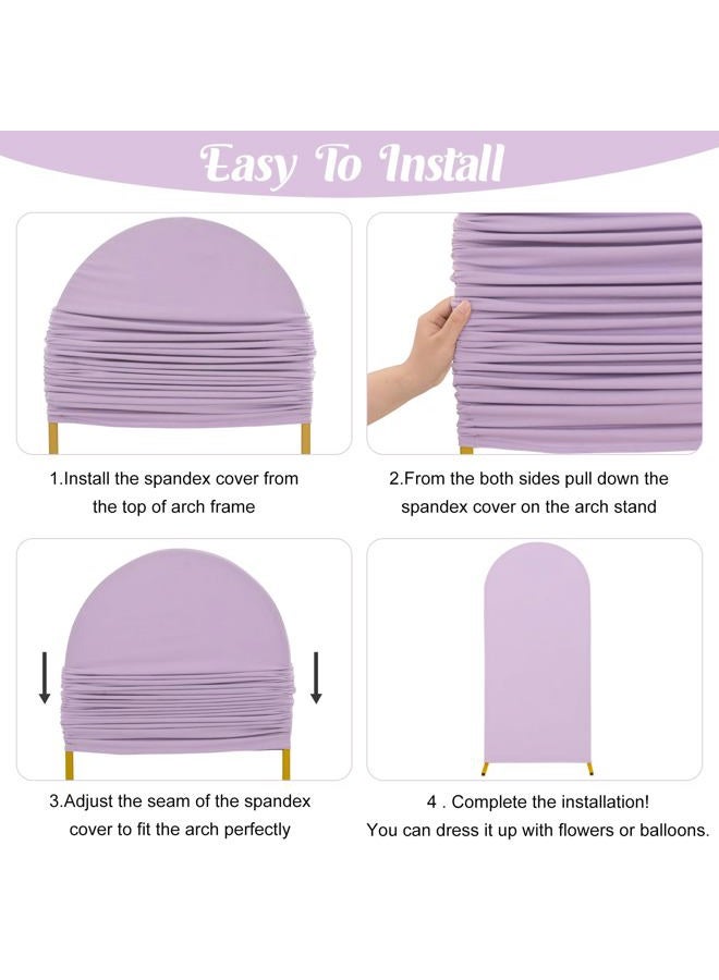 FEINIGESI Spandex Fitted Wedding Arch Cover 7.2FT Round Top Stand Covers Double-Side Chiara Cover Backdrop Cover for Wedding Birthday Party Ceremony Baby Shower Decoration(Lavender) - Image 4