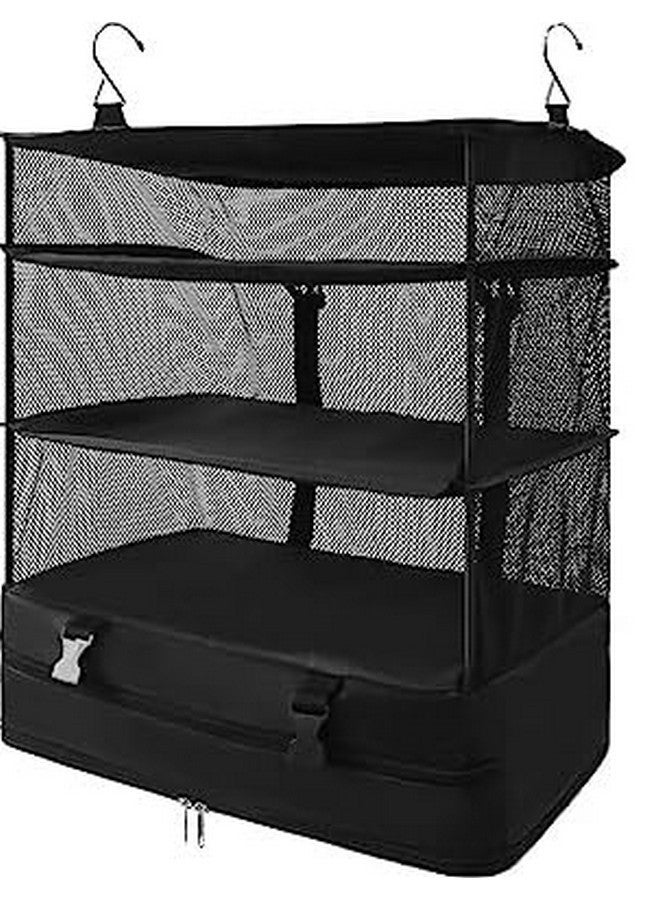 Kitwe Portable X-Large Hanging Travel Garment Packing Luggage Organizer Collapsible Compartment Hanging Closet, Black (1) - Image 1