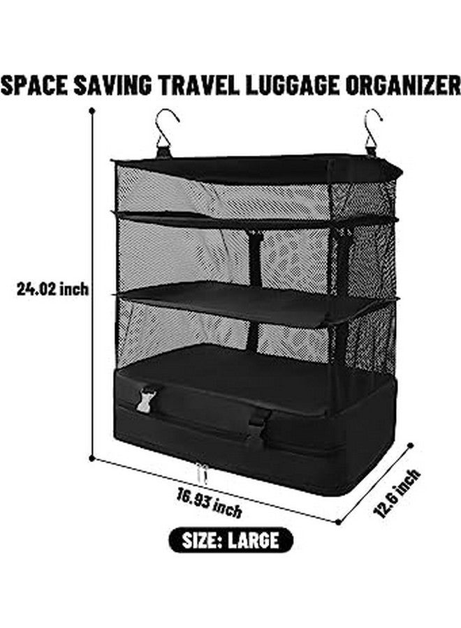 Kitwe Portable X-Large Hanging Travel Garment Packing Luggage Organizer Collapsible Compartment Hanging Closet, Black (1) - Image 4