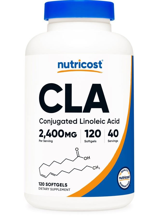 Nutricost حمض اللينوليك المقترن (CLA) 2,400 ملغ، 120 كبسولة لينة - خالية من الغلوتين، غير معدلة وراثيًا، 800 ملغ لكل كبسولة لينة - Image 1