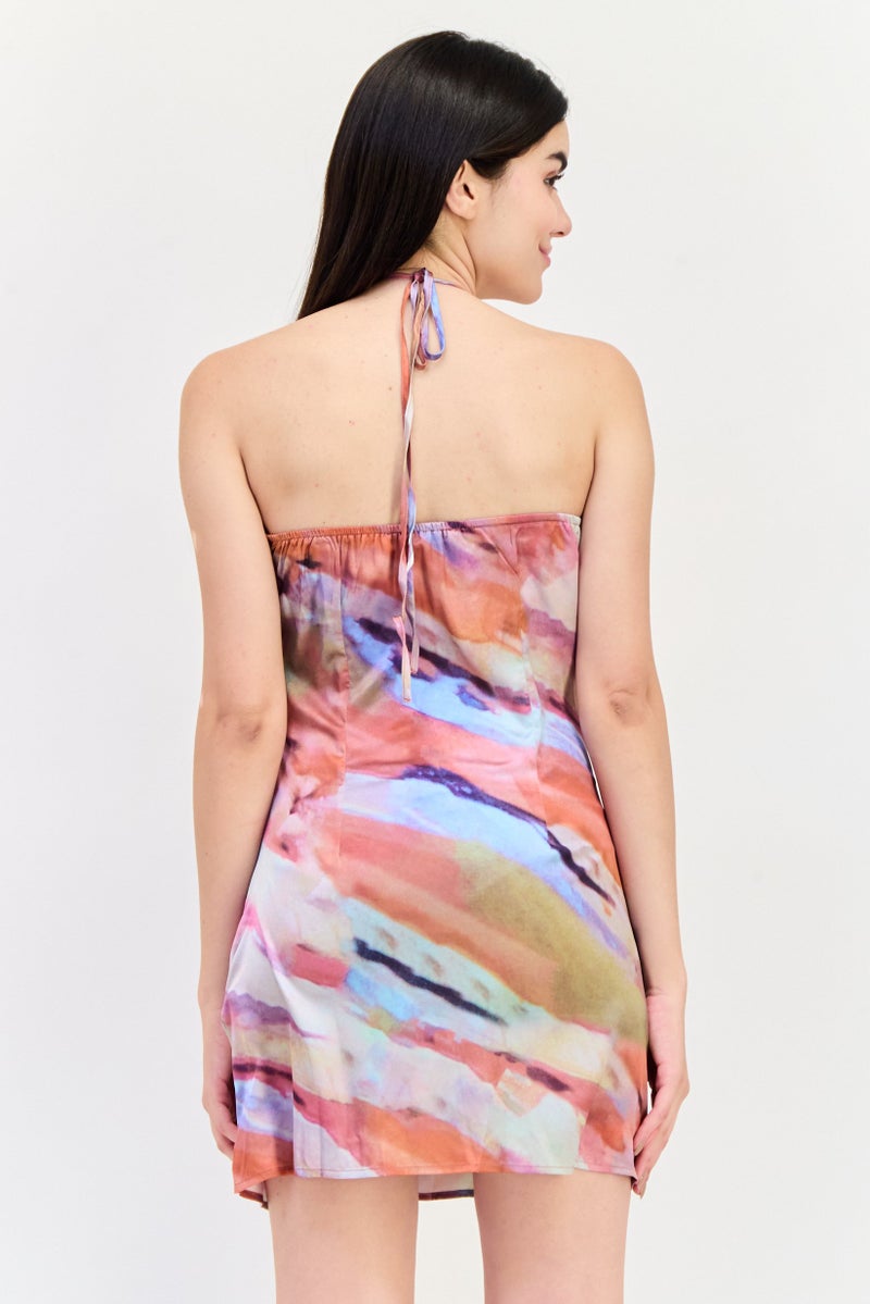 In the style Women Abstract Print Mini Dress, Multicolor - Image 3