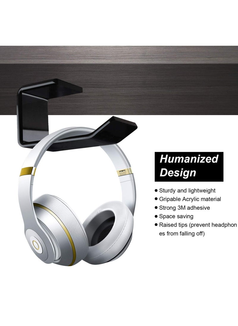 SYOSI Headphone Stand Hook, 2pcs Under Desk Stick-On Universal Headset Mount Hanger Earphone Holder Mount for Gaming Headphones, Earphones, Beats, Sony, Sennheiser, AKG, Bose  - Image 2
