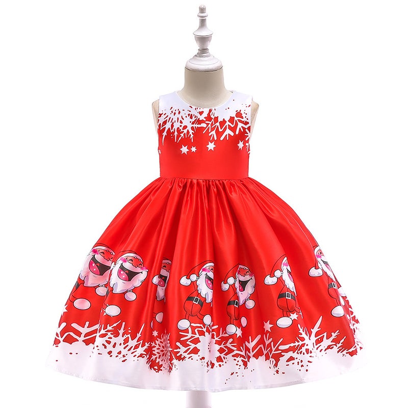 Girls Christmas Dress Christmas Dress Party Costume Childrens Cos Santa Claus Costume Princess Dress SD036B-Red