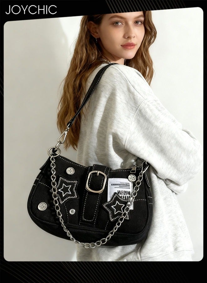 Joychic حقيبة تحت الإبط للسيدات بشخصية مع سلسلة - حقيبة كتف عصرية مقاومة للتآكل - Image 1