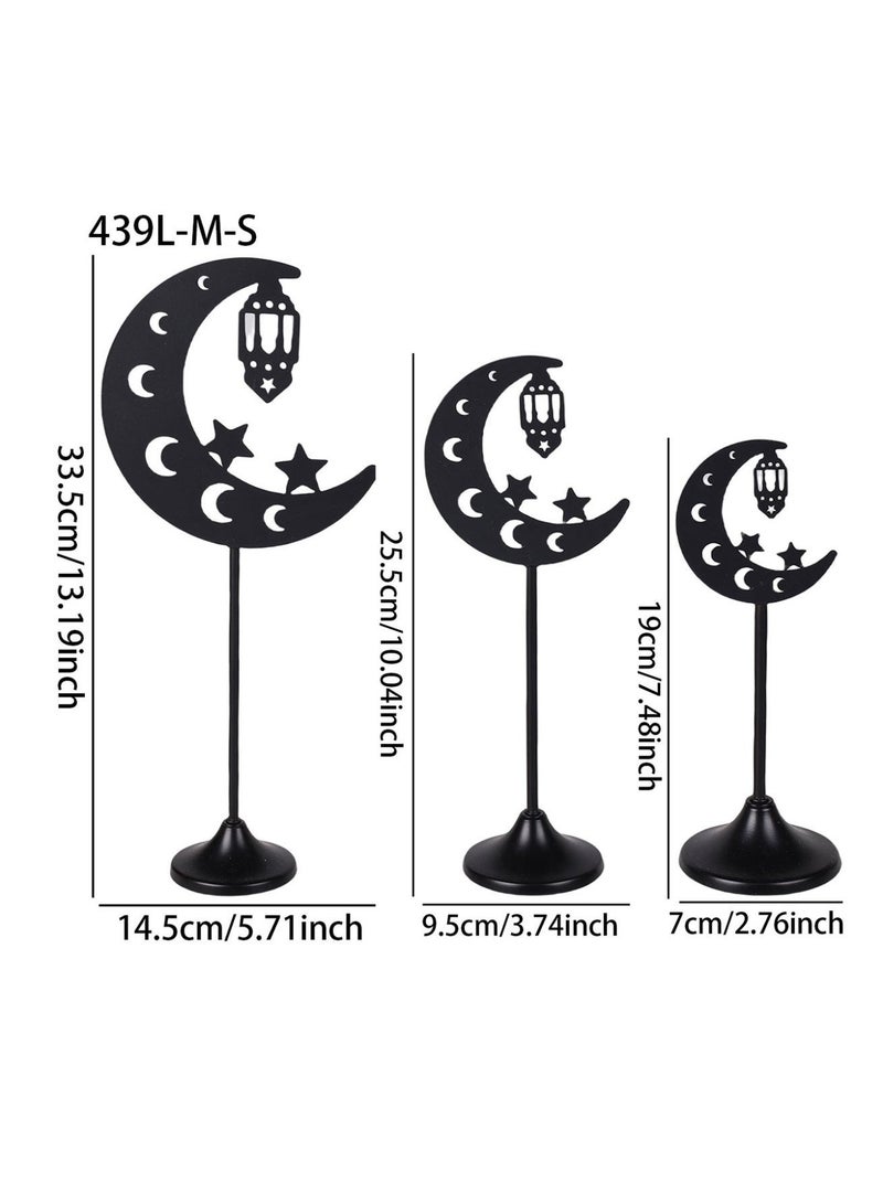 Set of 3 Moon Shape Ornaments, Ramadan Desktop Ornaments, Desktop Decorations, Festival Decorations, Home Decor, Ramadan Gifts, Party and Holiday Decor Ornament Star, Moon, Lantern, It Makes the Perfect Present for Family and Friends. - Image 4